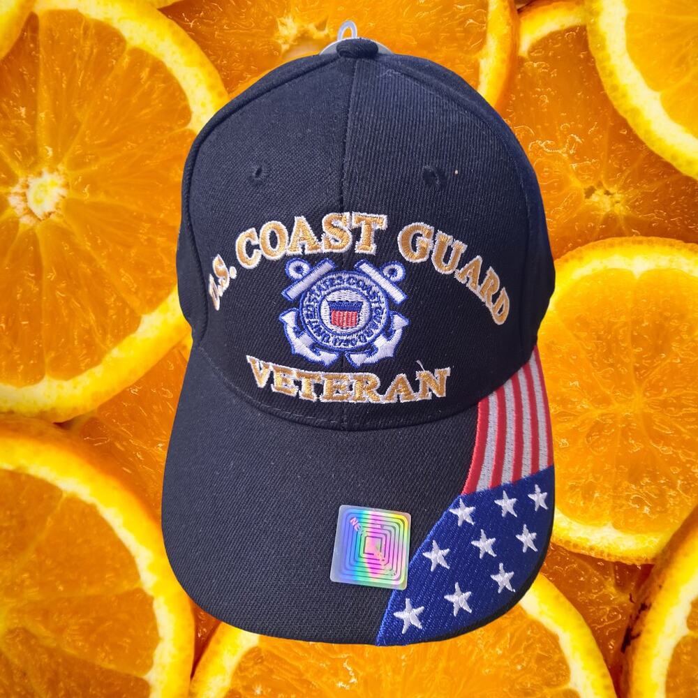 NWT DF‎ Black US  Coast Guard Veteran Adjustable Baseball Hat Cap